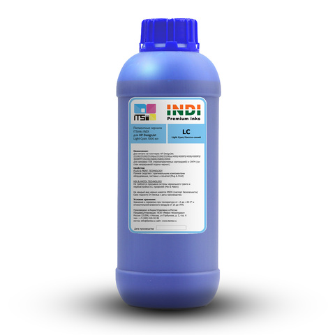 Пигментные чернила INDI для HP Light Cyan 1000 мл