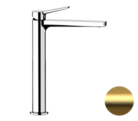 Remer Slash & Dot SL11LBG Смеситель для раковины высокий, цвет: золото брашированное