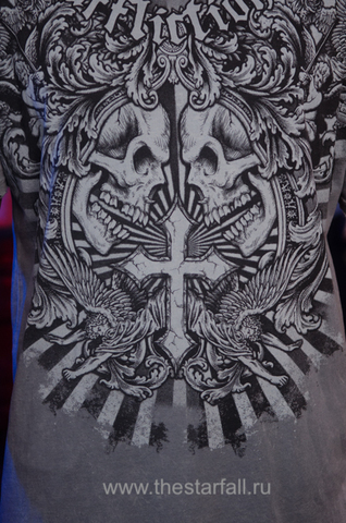 Affliction | Футболка мужская Mens Lucky Tee Grey A301GR принт спереди