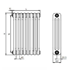 Стальной трубчатый радиатор отопления RIFAR TUBOG 3180 04 секции БЕЛЫЙ боковое подключение