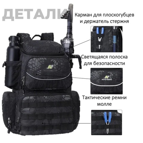 Картинка рюкзак рыболовный Nevo Rhino 9106-NW Camo black - 9
