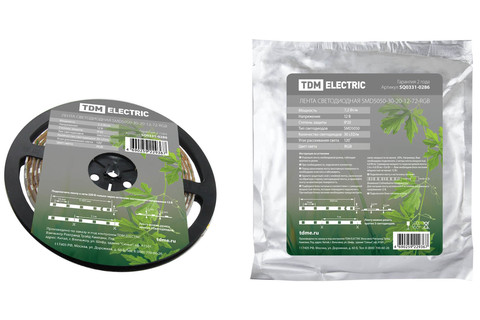 Лента светодиодная SMD2835-60 LED/м-IP20-12 В-4,8 Вт/м-красный (5 м) TDM