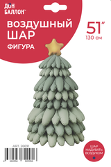 Шар К Фигура 3D, Новогодняя елка, Сатин, Зеленый, 51''/130 см, 1 шт.