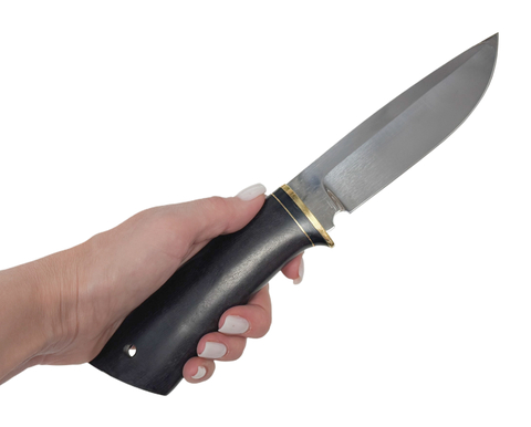 Нож туристический Стрим, сталь 95Х18, чёрный граб, латунь, Lemax
