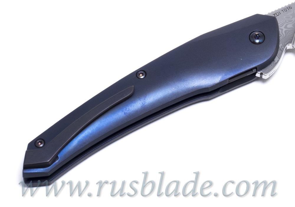 Cheburkov Cobra 2018 Damascus Titanium Blue new knife - фотография 
