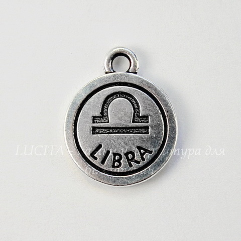 Подвеска TierraCast знак зодиака "Весы" (цвет-античное серебро) 19х15 мм