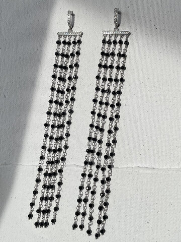 Серьги с серебряными цепочками