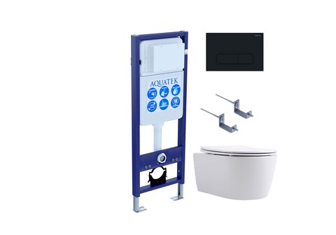 Aquatek Set Aquatek ЕВРОПА New-017 4в1 Set Aquatek ЕВРОПА New-017 4в1  (рама Aquatek  INS-0000017+крепление KKI-0000002 +кнопка KDI-0000017 + унитаз AQ1106L-00+тонкое сиденье с механиз)