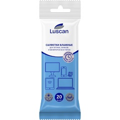 Салфетки влажные для экранов Luscan биоразлагаемые (20 штук в пакете с клеевым клапаном)