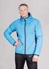 Мужская тренировочная лыжная куртка для бега зимой с капюшоном Nordski Hybrid Warm light blue-black - 1