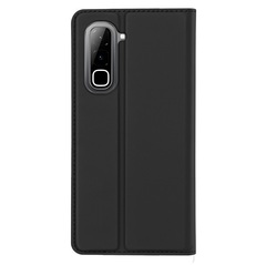 Чехол книжка из кожи черного цвета для смартфона Infinix Hot 70, серия Skin Pro Series от Dux Ducis