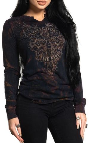 Affliction | Футболка лонгслив женская DIAMOND CREEK AW23042 перед на модели