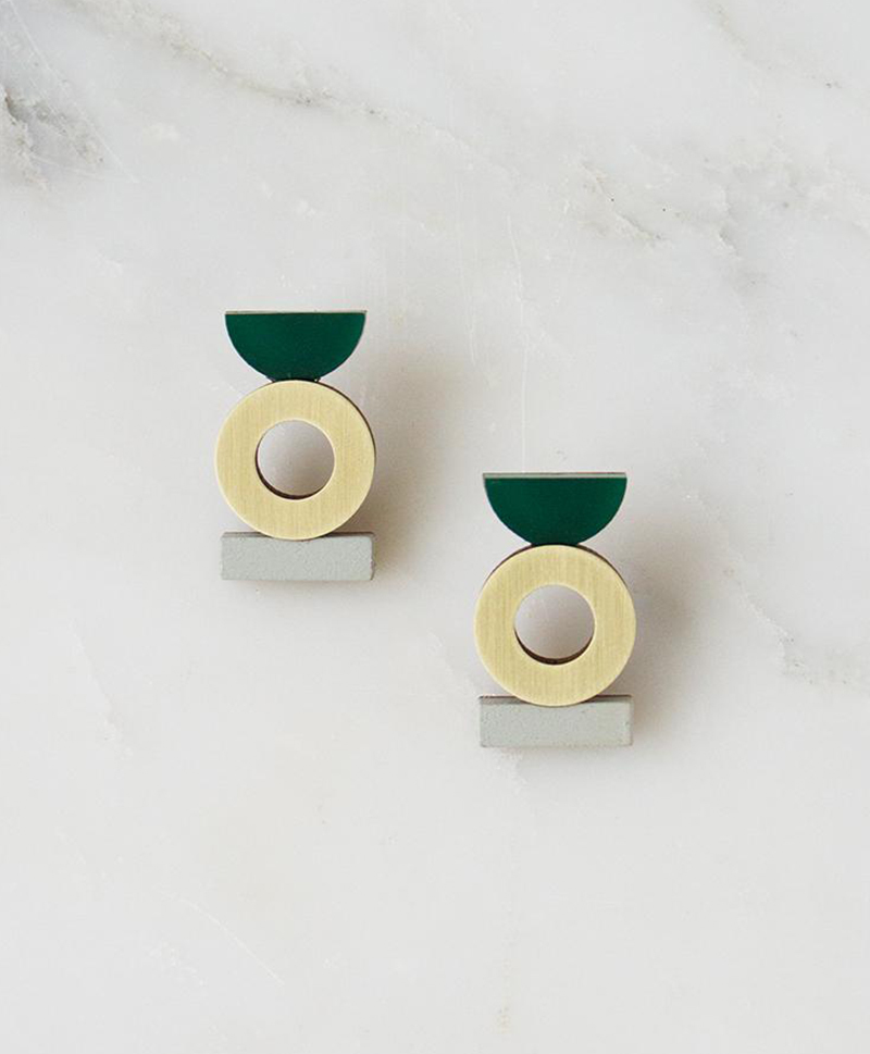 Серьги Memento Studs Green