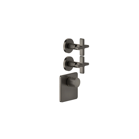 Gessi Inciso 58344#299 Встраиваемый термостатический смеситель на 2 источника, резьба 3/4" (внешние части), цвет: nero XL