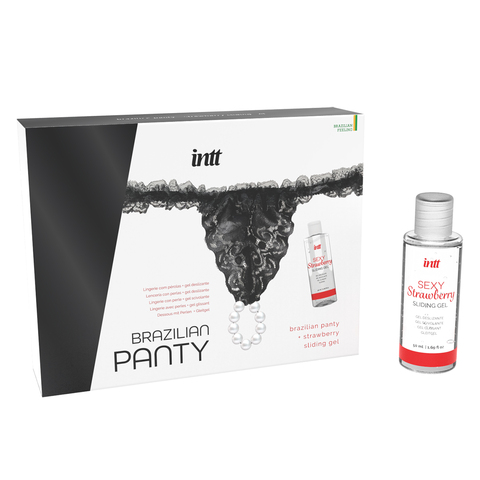 Набор Intt Brazilian Panty Sliding Gel Strawberry черный
