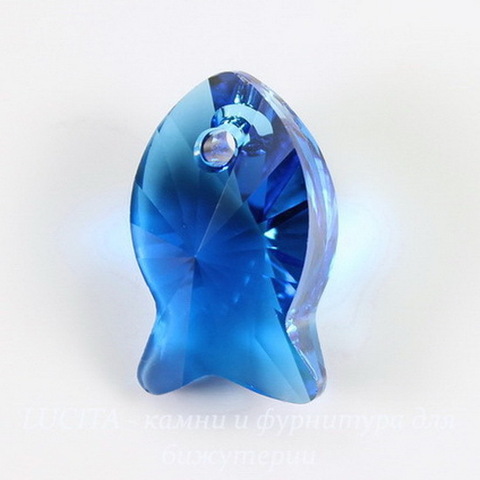 6727 Подвеска Сваровски Fish Capri Blue (18 мм) ()