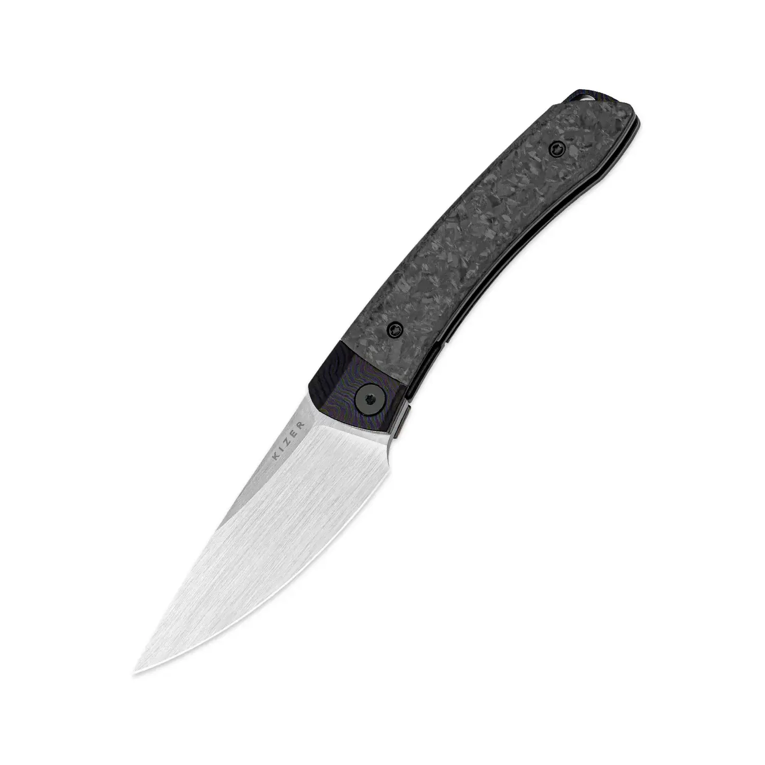 Складной нож Kizer Mini Momo, сталь M390, рукоять карбон/Timascus