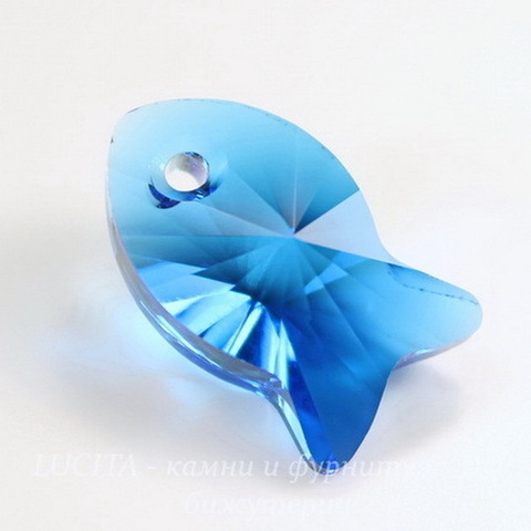 6727 Подвеска Сваровски Fish Capri Blue (18 мм) ()