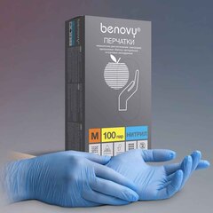 Перчатки BENOVY, голубые, M, 50 пар