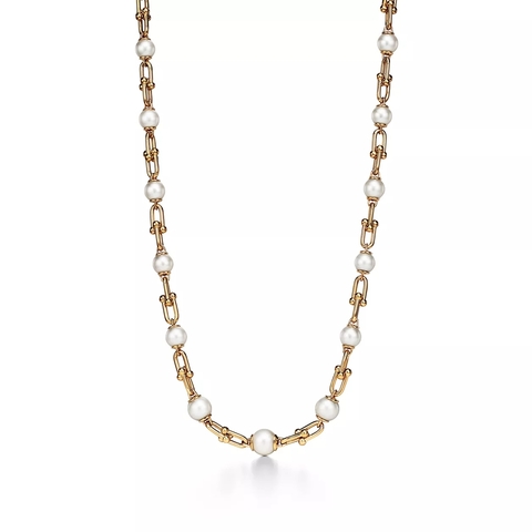 Колье из жёлтого золота с жемчугом, Tiffany ⚜️Hard Wear Pearl