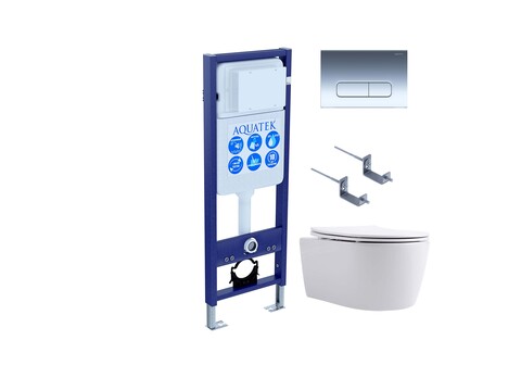 Aquatek Set Aquatek ЕВРОПА New-016 4в1 Set Aquatek ЕВРОПА New-016 4в1  (рама Aquatek  INS-0000017+крепление KKI-0000002 +кнопка KDI-0000016 + унитаз AQ1106L-00+тонкое сиденье с механиз)