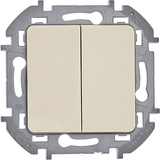 Выключатель двухклавишный - Legrand Inspiria - 10АХ 250В безвинтовые зажимы - слоновая кость — фото 1