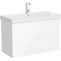 VitrA Metropol Pure 67333 Тумба Metropol Pure с раковиной c 2мя ящиками, с подсветкой в верхнем ящике, 100 см, цвет глянцевый белый фото