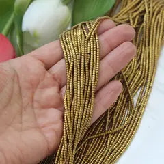 Бусины стеклянные, золото, цилиндр, 2 мм, К159
