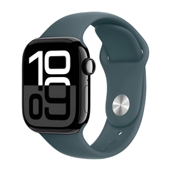 Умные часы Apple Watch Series 10 GPS, 42mm, Jet Black Aluminium Case with Sport Band M/L, Lake Green (Черный)