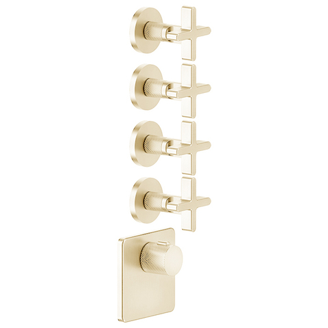 Gessi Inciso 58348#246 Встраиваемый термостатический смеситель на 4 источника, резьба 3/4" (внешние части), цвет: золото
