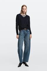 Massimo Dutti Джинсы-баллоны со средней посадкой, средне-синий