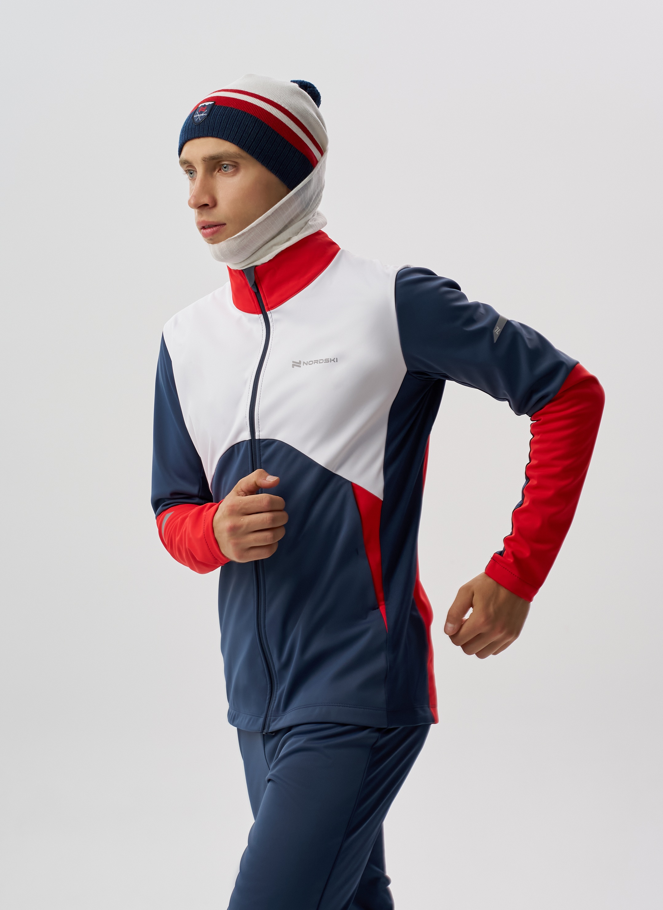 Мужская тренировочная лыжная куртка Nordski Pro 2.0 white-blue-red - 2