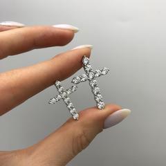 Крестик 3см в стиле TIFFANY из серебра с цирконами бриллиантовой огранки