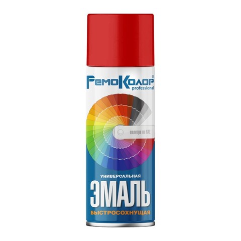 Эмаль универсальная акриловая, КРАСНАЯ, 520мл (РемоКолор) 69-9-104