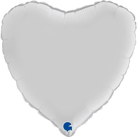 Шар Г 18''/46 см, Сердце, Сатин, Белый, 1 шт.