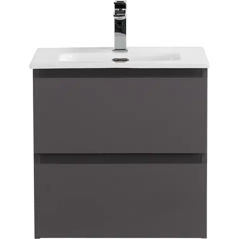 BelBagno KRAFT 39-500/390-2C-SO-GSO База под раковину подвесная с фрезерованными ручк. по всей дл. фасада с 2 выкатн. ящ.,Темно-Серый Мат.,500x395x500