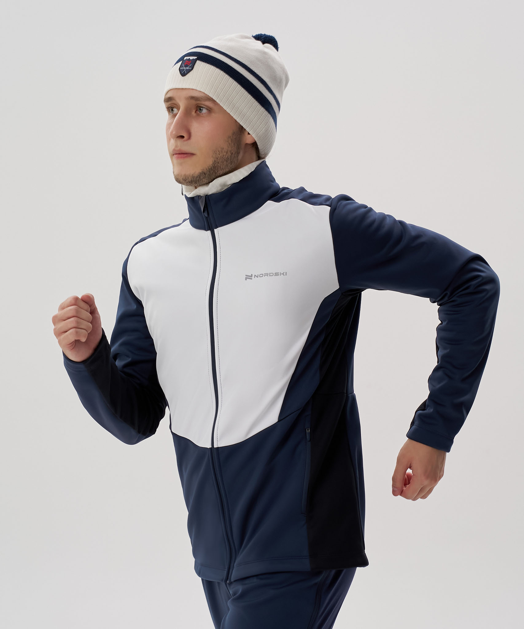 Мужская тренировочная лыжная куртка Nordski Advance white-titan-black - 2