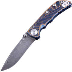 Фото Складной нож Spartan Blades Harsey Folder, сталь дамаск, рукоять бронзовый-синий титановый сплав