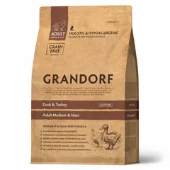 Сухой корм GRANDORF DOG Duck&Turkey MED&MAXI Утка с индейкой для взрослых собак средних и крупных пород 1кг
