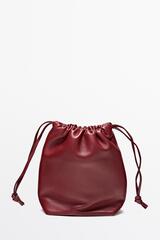 Massimo Dutti Сумка-мешок из кожи наппа, бургунди