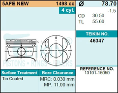 Поршень двигателя TEIKIN 46347 0.50 (4шт/упак)
