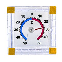 Термометр оконный наружный, биметаллический, ТББ, от -50°C до +50°C, 70x75мм (Россия) 60-0-303