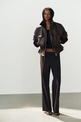 ZARA БРЮКИ ПРЯМОГО КРОЯ С НИЗКОЙ ПОСАДКОЙ, ТЕМНО-ГРАНАТОВЫЙ