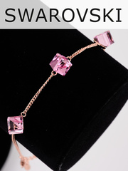 Браслет Миражи с розовыми кристаллами-кубиками Swarovski