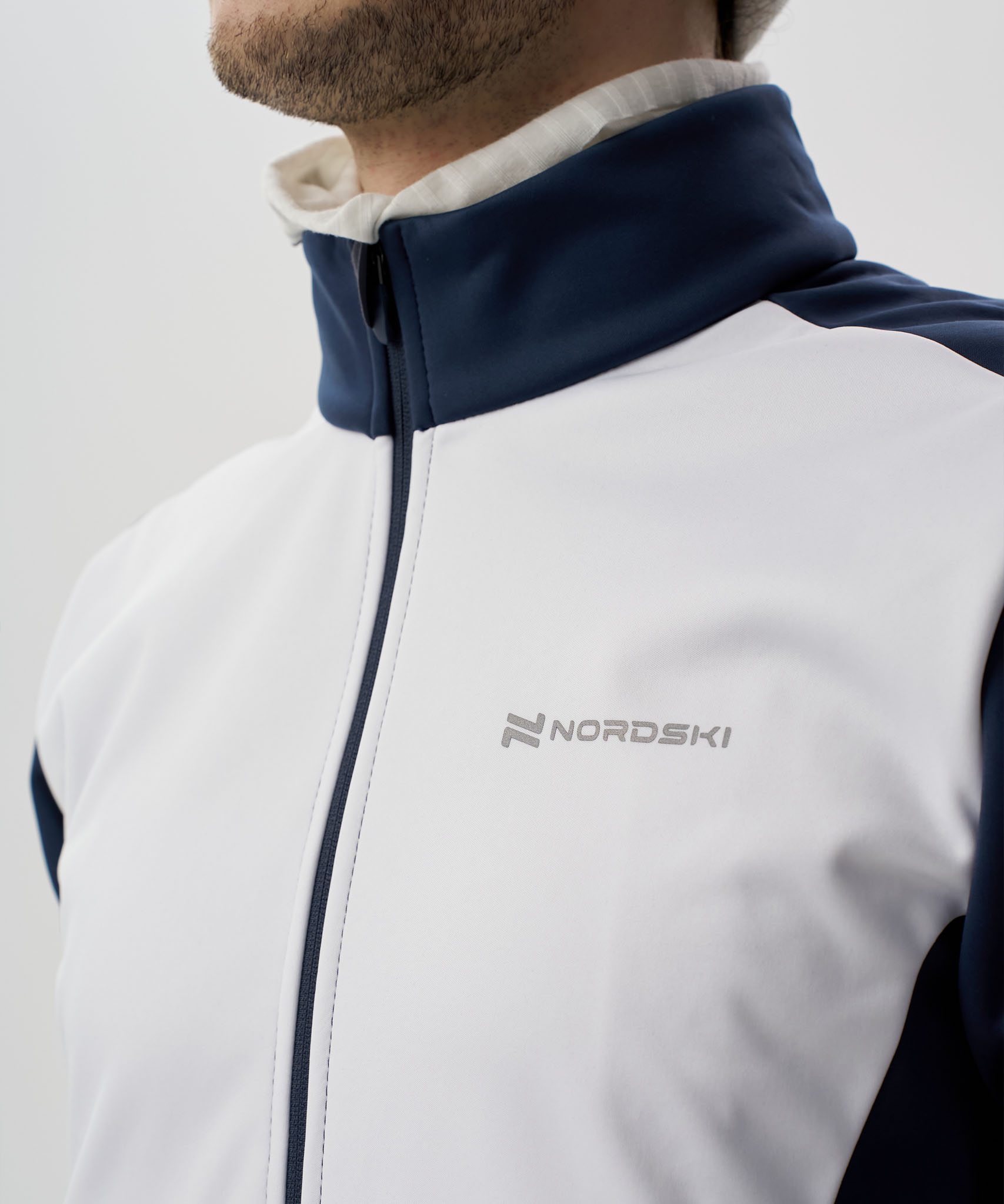 Мужская тренировочная лыжная куртка Nordski Advance white-titan-black - 8
