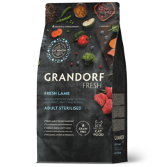 Grandorf Fresh сухой корм для стерилизованных кошек свежее мясо ягненка с бататом 400г