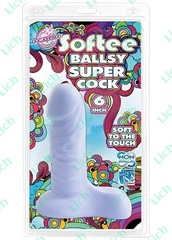 Сиреневый фаллос  с мошонкой SOFTEE