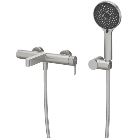 BelBagno DEL2.0-VASM-IN Смеситель для ванны и душа в комплекте с ручным душем, шлангом и держателем, сатин