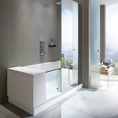 Duravit Shower + Bath 700403000100000 Ванна 1700х750хh2105 мм, с входн дверью и душевой шторкой ЗЕРКАЛЬНОЙ, SX - левосторонняя, цвет: белый (без слива-перел) фото