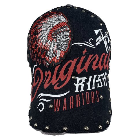 Rush Couture | Бейсболка мужская ORIGINAL WARRIORS SNAP HAT Black RC167 перед с индейцем